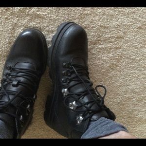 Camper Brand Booties Black Leather, Hiker Style 38